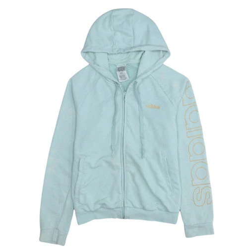 Adidas Women’s Blue Full Zip Hoodie Size L - Logo Hooded Sweatshirt
