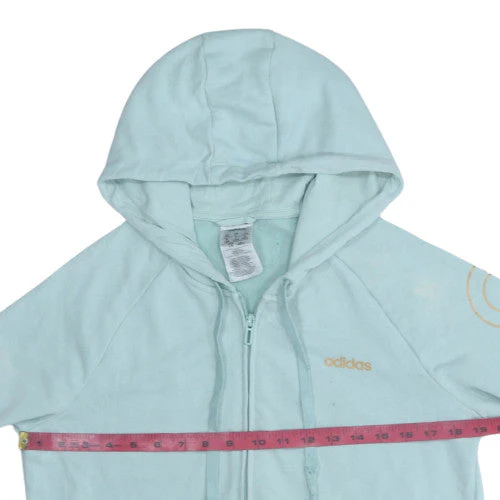 Adidas Women’s Blue Full Zip Hoodie Size L - Logo Hooded Sweatshirt - Image 2