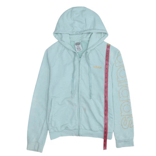 Adidas Women’s Blue Full Zip Hoodie Size L - Logo Hooded Sweatshirt - Image 3