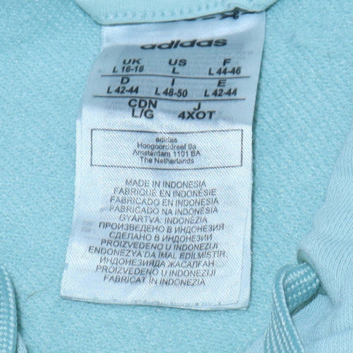 Adidas Women’s Blue Full Zip Hoodie Size L - Logo Hooded Sweatshirt - Image 5