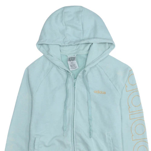 Adidas Women’s Blue Full Zip Hoodie Size L - Logo Hooded Sweatshirt - Image 7