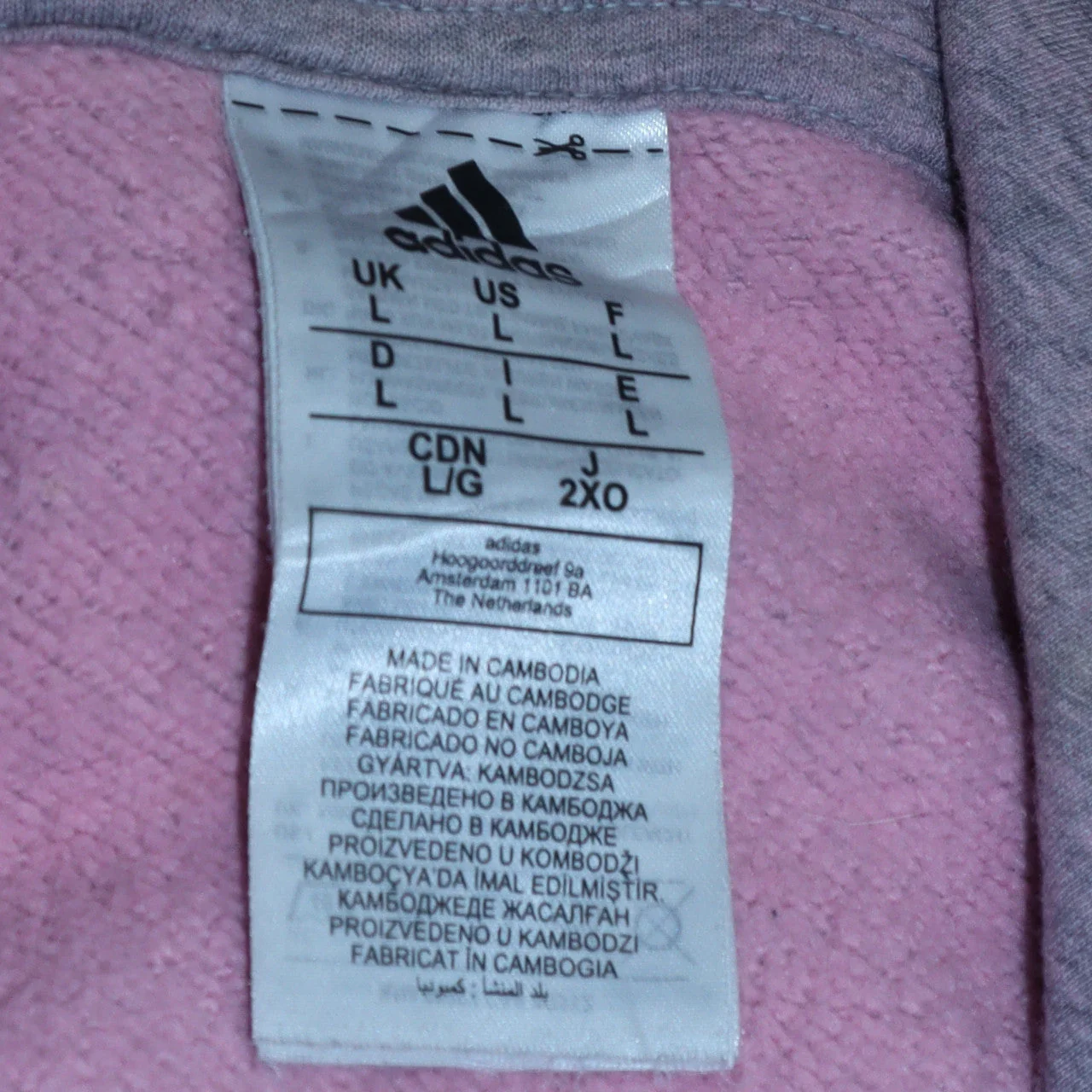 Adidas Women’s Grey Hooded Pullover Sweatshirt L Logo Hoodie - Image 5