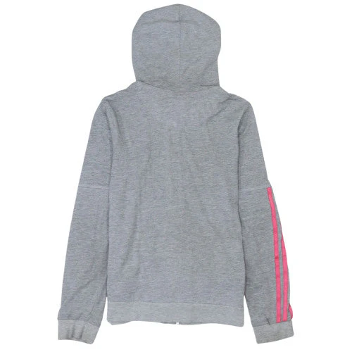 Adidas Women’s Grey & Pink Full Zip Hoodie Size S 8-10 Hooded Sweatshirt - Image 4