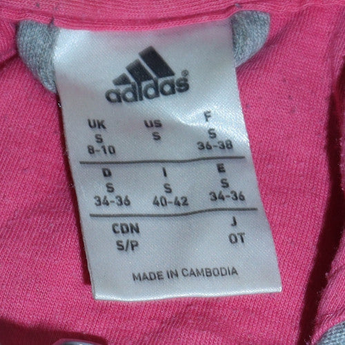 Adidas Women’s Grey & Pink Full Zip Hoodie Size S 8-10 Hooded Sweatshirt - Image 6
