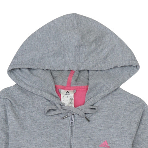 Adidas Women’s Grey & Pink Full Zip Hoodie Size S 8-10 Hooded Sweatshirt - Image 8