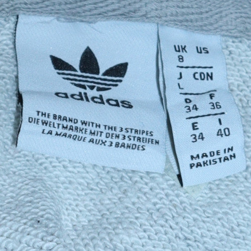 Adidas Women’s Grey Pullover Hoodie Size 8 Logo Print Sweatshirt - Image 5