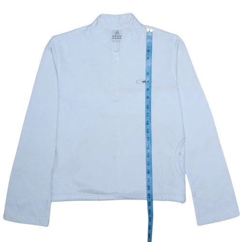 Adidas Women’s Light Blue 1/2 Zip Sweatshirt UK 14 Classic Pullover - Image 2