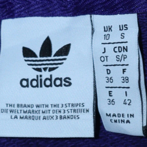 Adidas Women’s Purple Pullover Hoodie Size 10 Cotton Blend Logo Design - Image 5