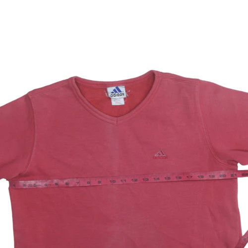 Adidas Women’s Red V-Neck Pullover Sweatshirt Size M Cotton - Image 2