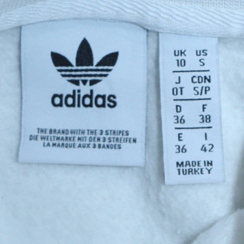 Adidas Women White Crew Neck Pullover Sweatshirt Size 10 - Image 5