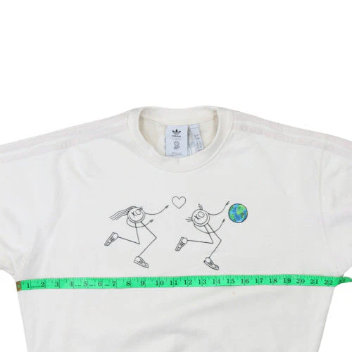 Adidas Women White Crew Neck Pullover Sweatshirt Size 8 Graphic Print - Image 2