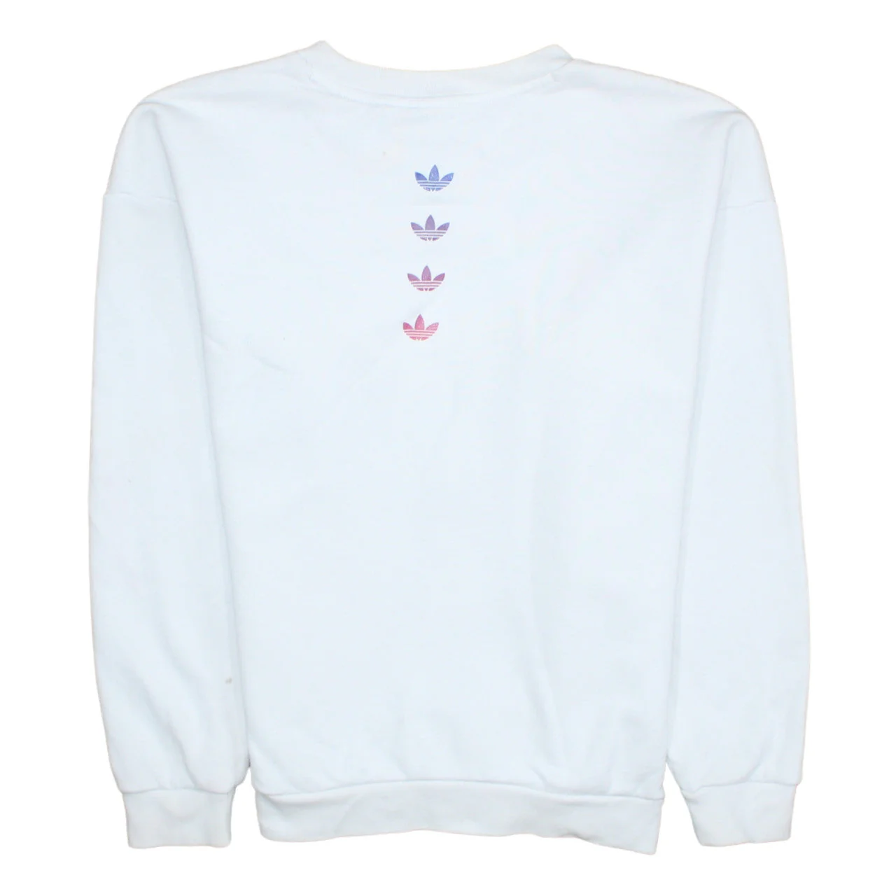 Adidas Women White Crew Neck Pullover Sweatshirt UK 4 Cotton Blend - Image 4