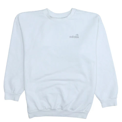 Adidas Women White Crew Neck Sweatshirt Size 8 Cotton Blend