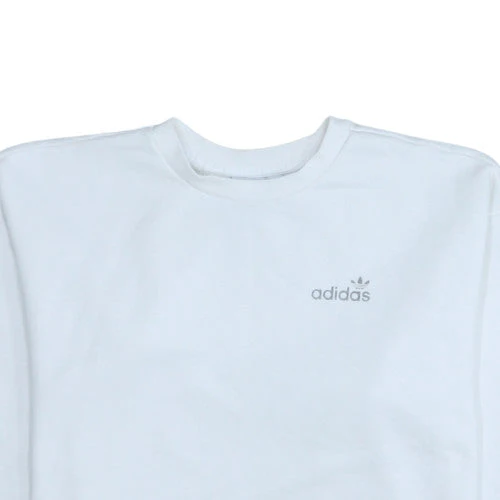 Adidas Women White Crew Neck Sweatshirt Size 8 Cotton Blend - Image 7
