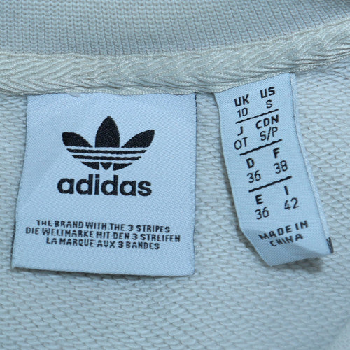 Adidas Women White Gold Logo Crew Neck Sweatshirt Size 10 - Image 5