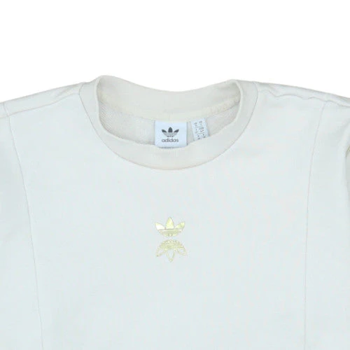 Adidas Women White Gold Logo Crew Neck Sweatshirt Size 10 - Image 6