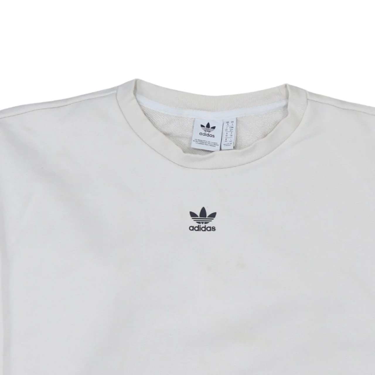 Adidas Women White Logo Crew Neck Pullover Sweatshirt Size 10 - Image 7