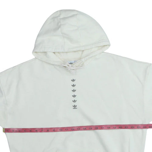 Adidas Women White Pullover Hoodie Size 18 Cotton Fleece - Image 2