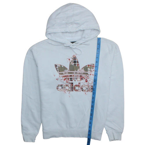 Adidas Women White Pullover Hoodie Size 8 Floral Logo Sweatshirt - Image 2
