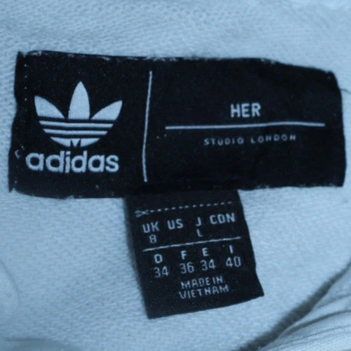 Adidas Women White Pullover Hoodie Size 8 Floral Logo Sweatshirt - Image 5