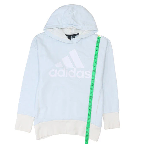 Adidas Women XS Blue Hooded Pullover Sweatshirt Logo Print - Image 2