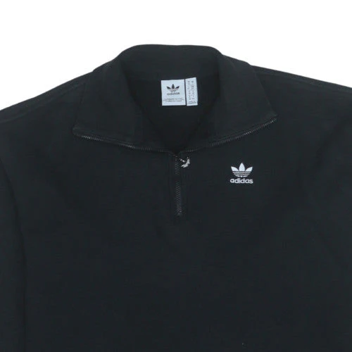 Adidas Womens Black 1/4 Zip Sweatshirt Size 10 Cotton Blend - Image 8
