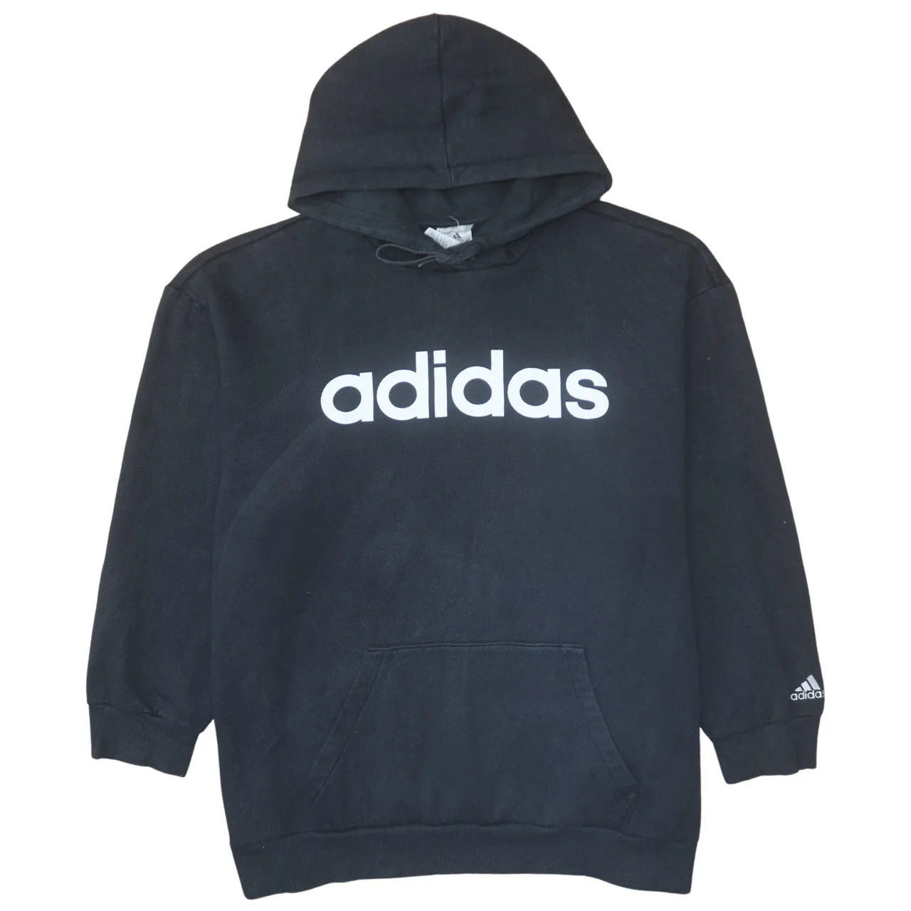 Adidas Womens Black 2XL Pullover Hoodie with Logo Print