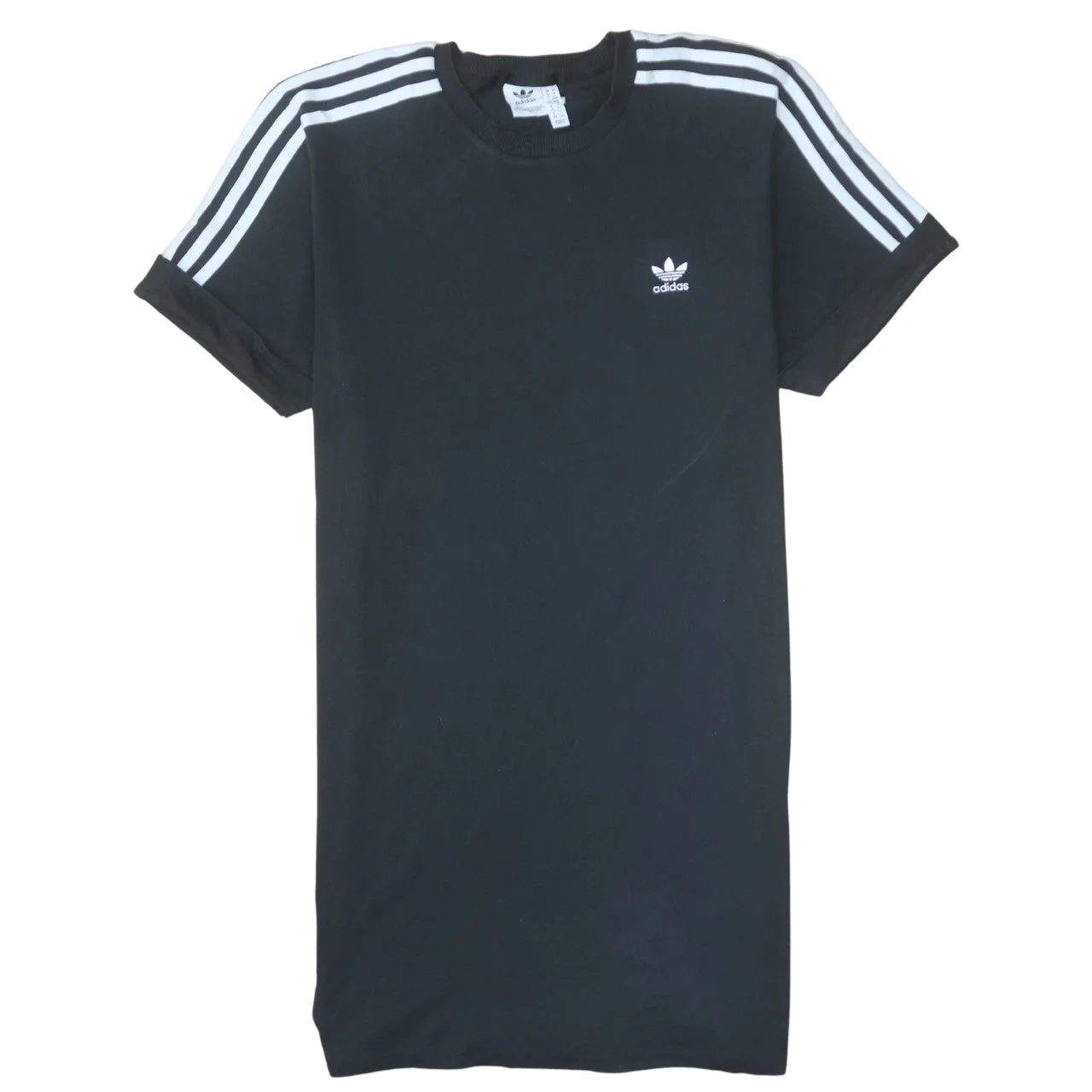 Adidas Women's Black 3-Stripes T-Shirt Dress Size 14 Cotton