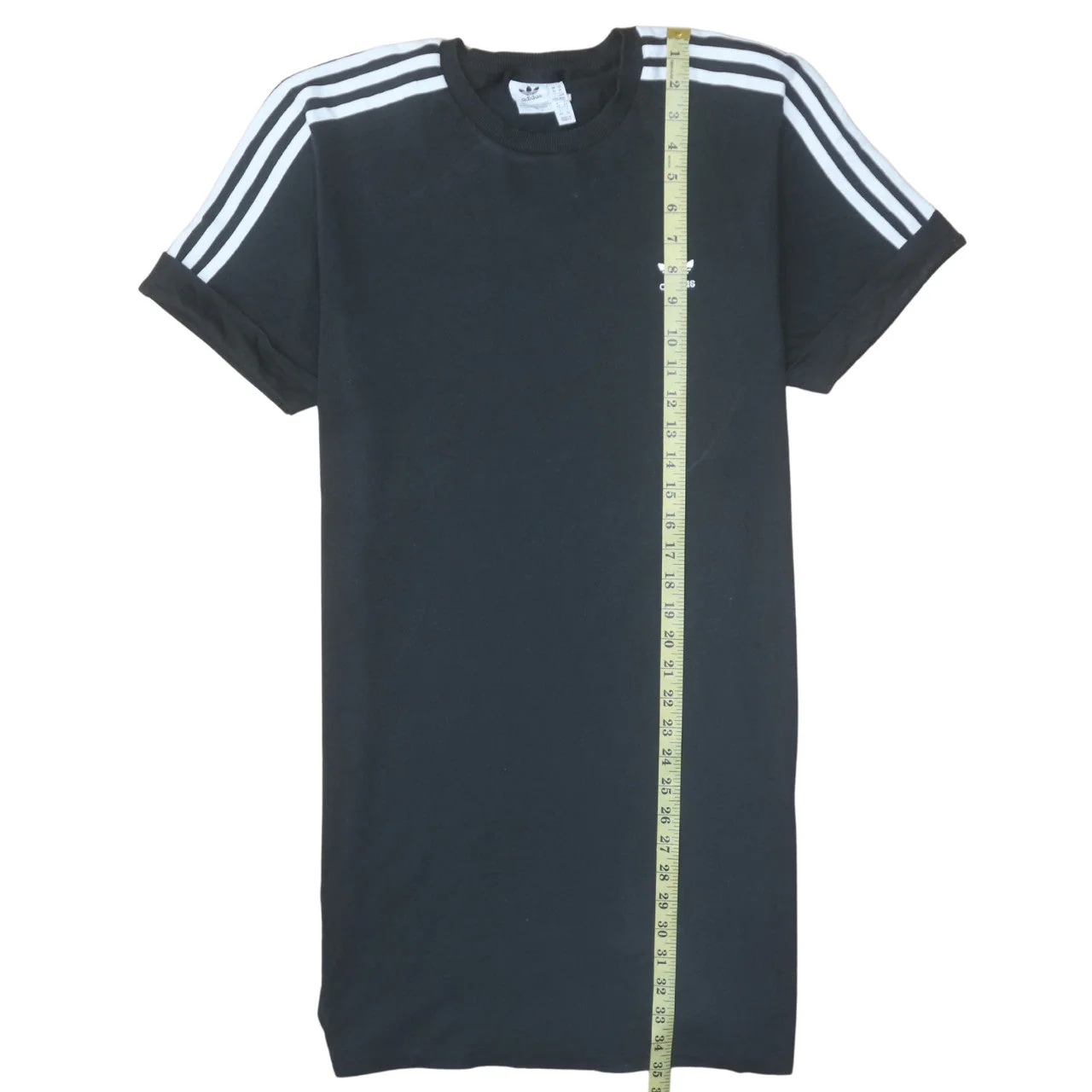 Adidas Women's Black 3-Stripes T-Shirt Dress Size 14 Cotton - Image 3
