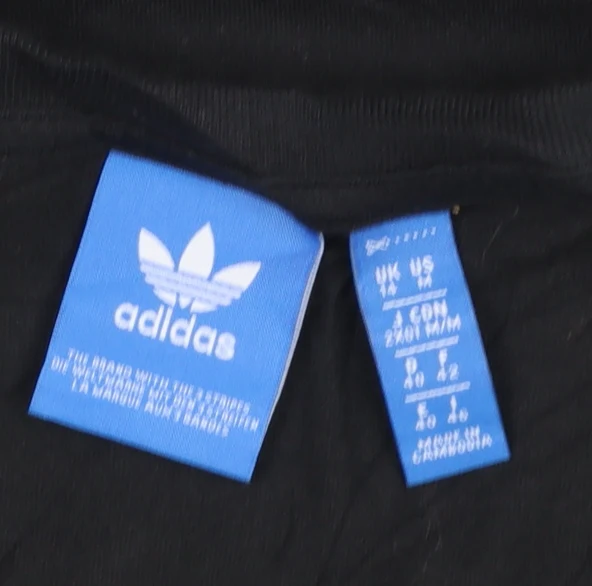 Adidas Womens Black Cotton Short Sleeve Logo T-Shirt Size 10 - Image 4