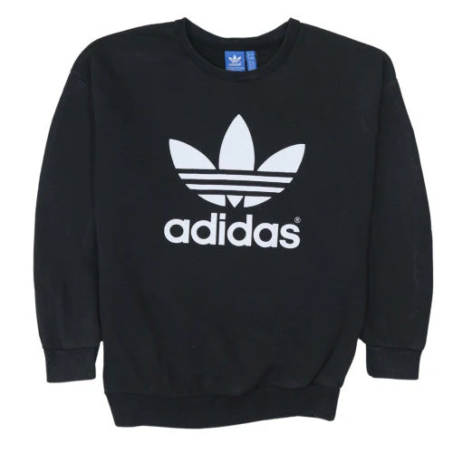 Adidas Womens Black Crew Neck Sweatshirt Size 8 Logo Print Pullover