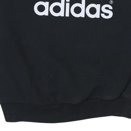 Adidas Womens Black Crew Neck Sweatshirt Size 8 Logo Print Pullover - Image 7