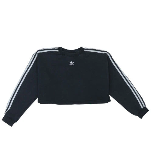 Adidas Women's Black Cropped Sweatshirt Size 4 Crew Neck Logo Style