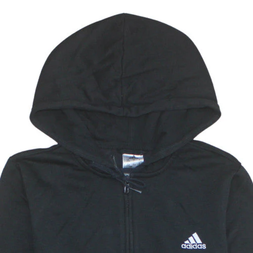 Adidas Women's Black Full Zip Hoodie L Logo Print Casual Sweatshirt - Image 6