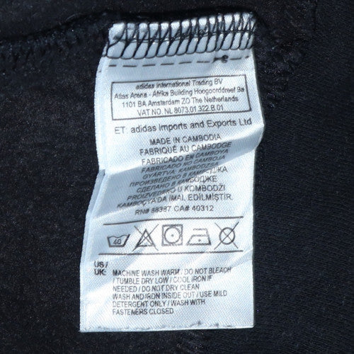 Adidas Women's Black Full Zip Hoodie Size 12-14 with Gold Stripes - Image 6