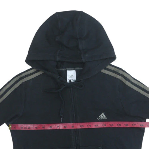Adidas Womens Black Full Zip Hoodie Size L 100% Cotton Classic Fit - Image 2