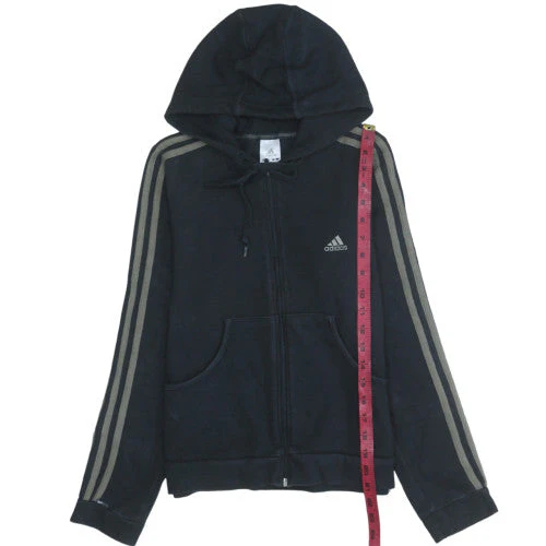 Adidas Womens Black Full Zip Hoodie Size L 100% Cotton Classic Fit - Image 3