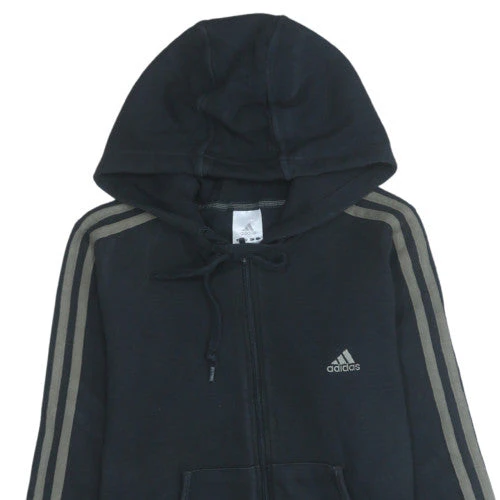 Adidas Womens Black Full Zip Hoodie Size L 100% Cotton Classic Fit - Image 7