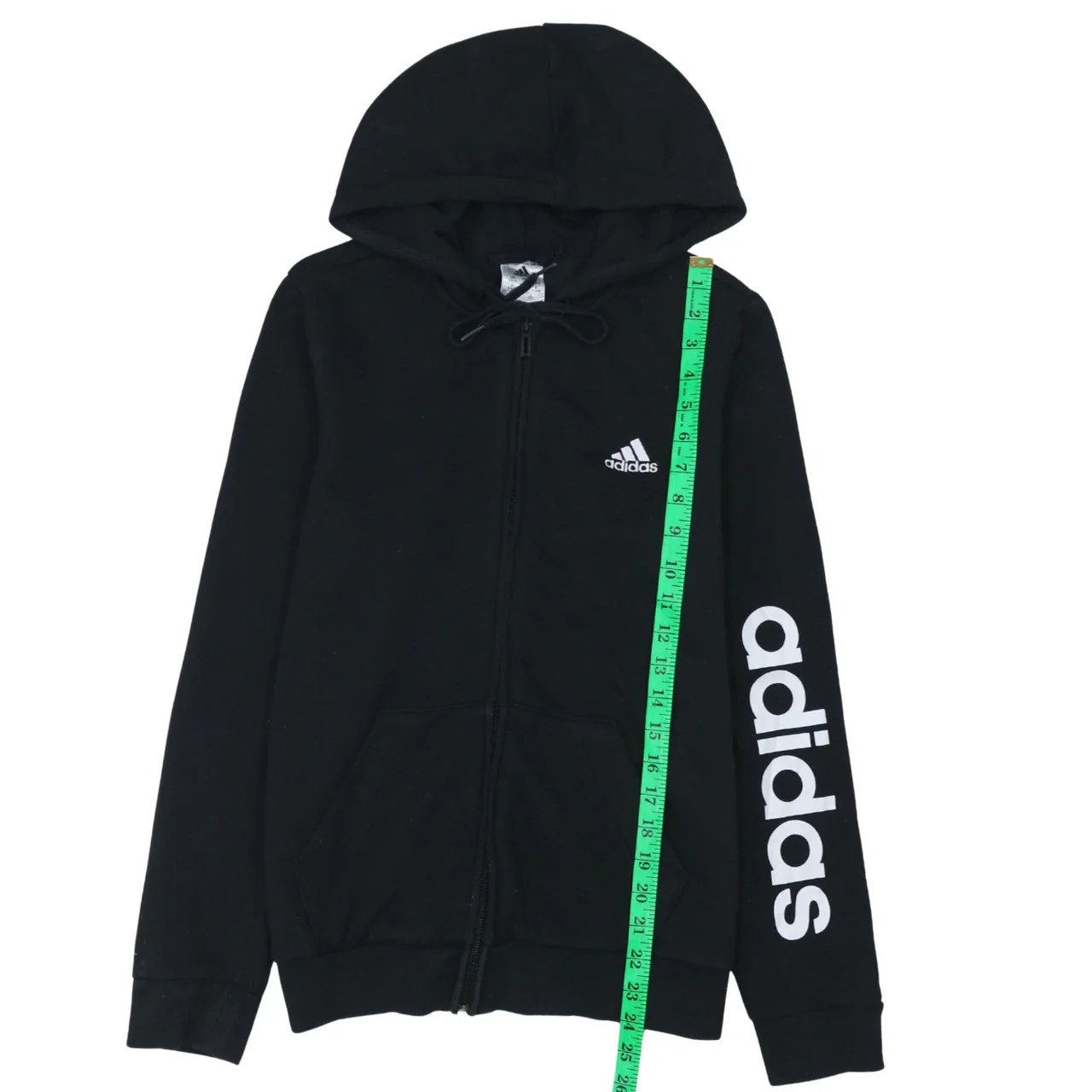 Adidas Women's Black Full Zip Hoodie Size Small UK 8-10 Cotton Blend - Image 3