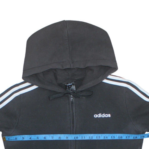 Adidas Women's Black Full Zip Hoodie Small Hooded Sweatshirt - Image 2