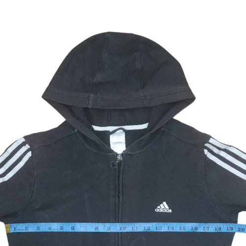 Adidas Womens Black Full Zip Hoodie Sweatshirt Size M - Image 2
