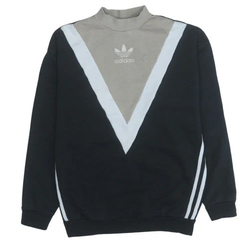 Adidas Women's Black & Grey Pullover Sweatshirt Size 6 V-Neck Logo Style
