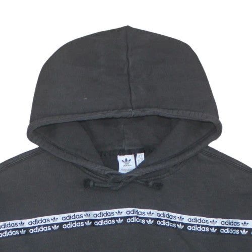 Adidas Womens Black Hooded Pullover Sweatshirt Size 14 Logo Trim - Image 8