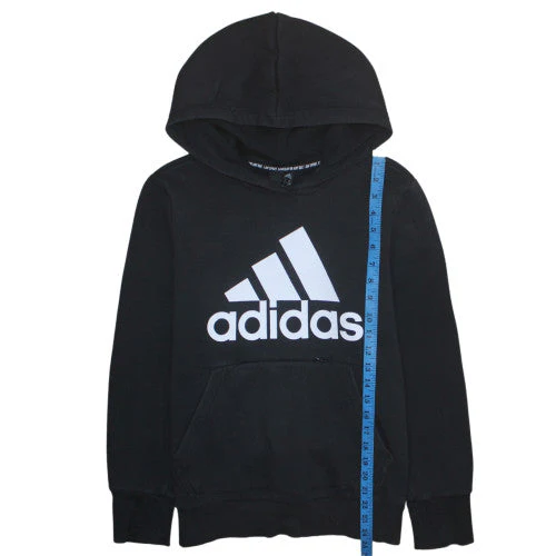 Adidas Womens Black Hoodie UK 12-14 Pullover Long Sleeve Logo Sweatshirt - Image 2