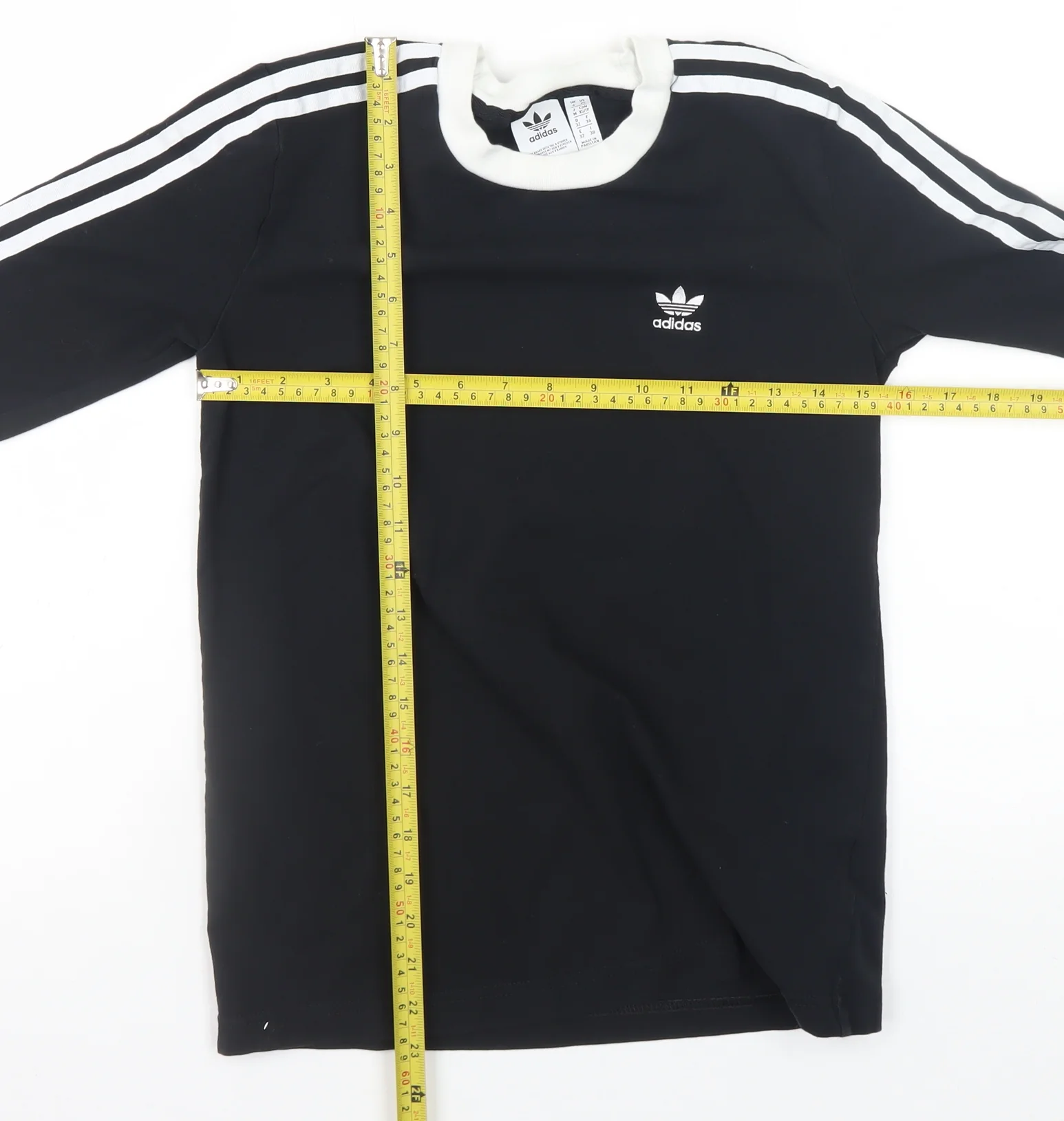 Adidas Women's Black Long Sleeve 3-Stripes Crew Neck T-Shirt XS - Image 2
