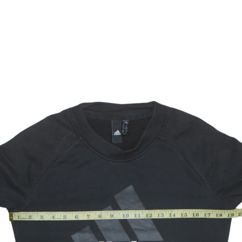 Adidas Womens Black Medium Pullover Sweatshirt Crew Neck Logo Print - Image 2