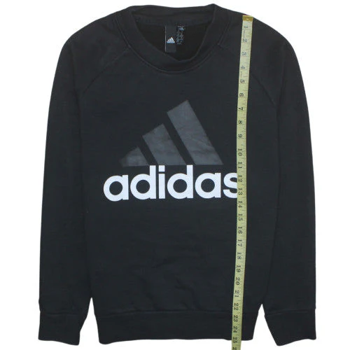 Adidas Womens Black Medium Pullover Sweatshirt Crew Neck Logo Print - Image 3