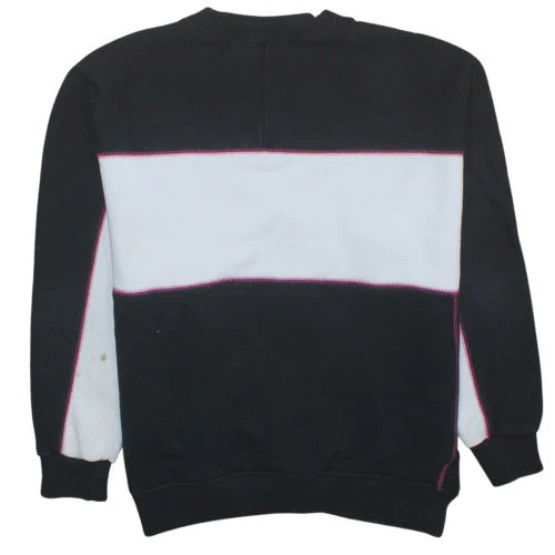 Adidas Womens Black Pink Colourblock Sweatshirt Size 8 Crew Neck Logo Jumper - Image 4