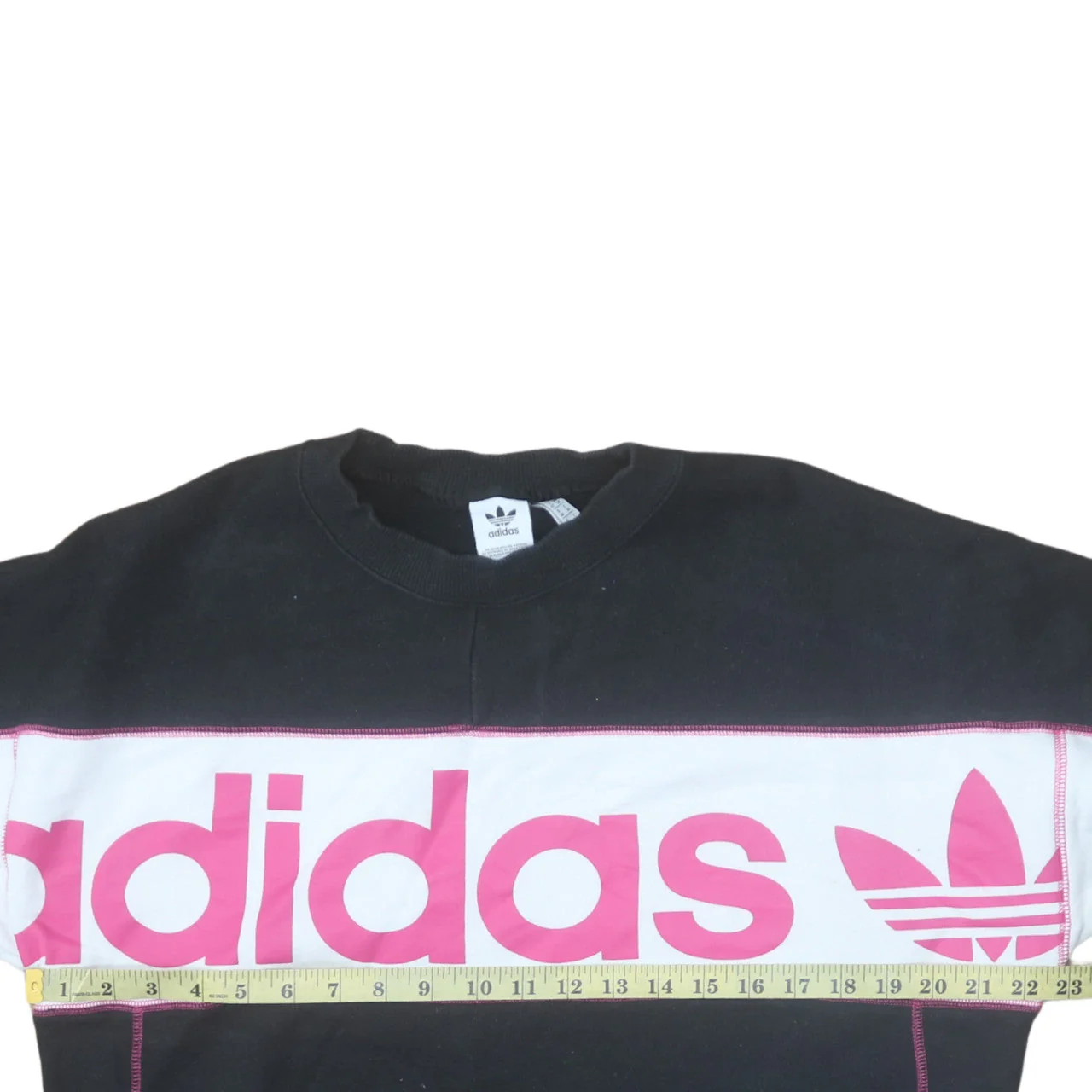 Adidas Womens Black Pink Crew Neck Pullover Sweatshirt Size 10 - Image 3