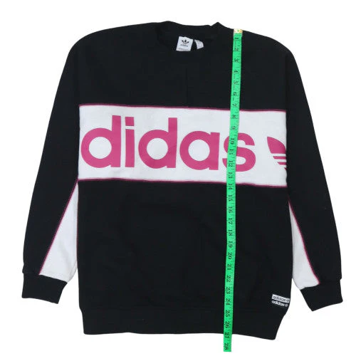 Adidas Womens Black Pink Logo Crew Neck Sweatshirt Size L 18 - Image 3